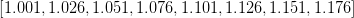 [1.001,1.026,1.051,1.076,1.101,1.126,1.151,1.176]